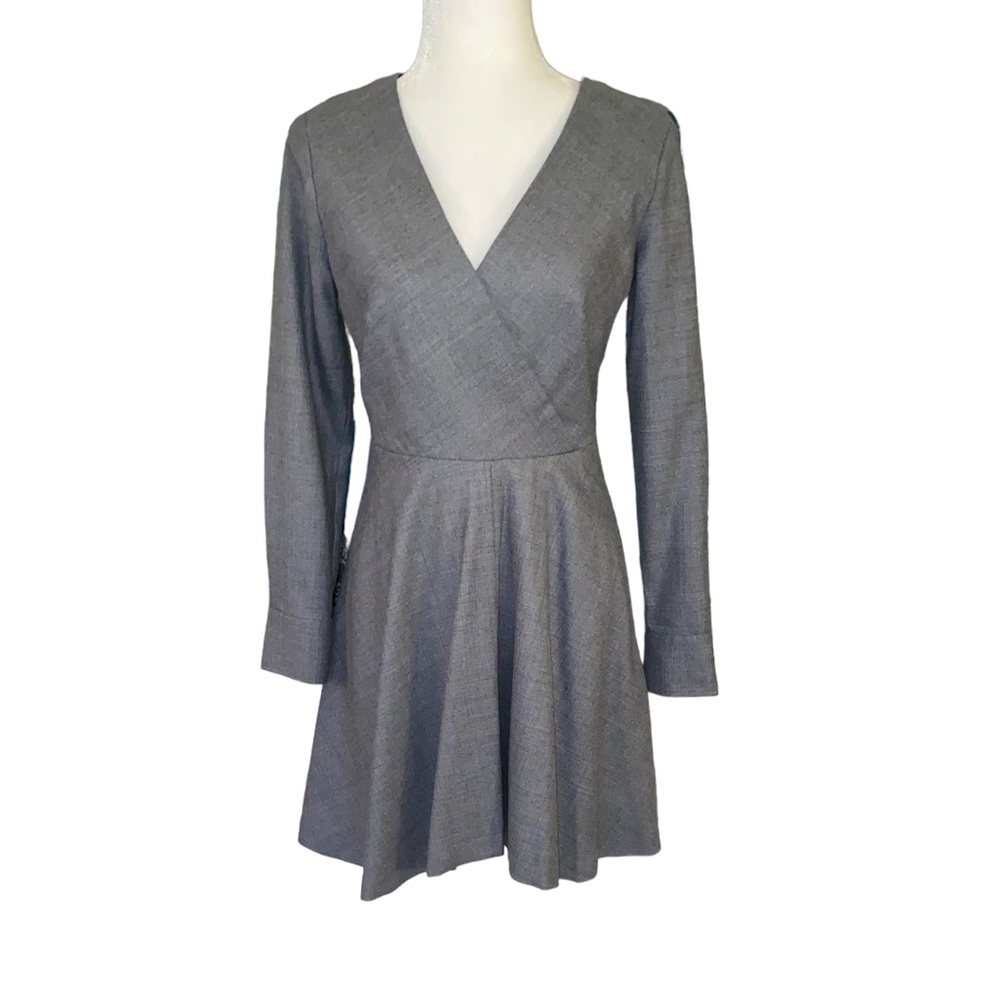 Club Monaco Gray Faux Wrap Flare Mini Dress - 2